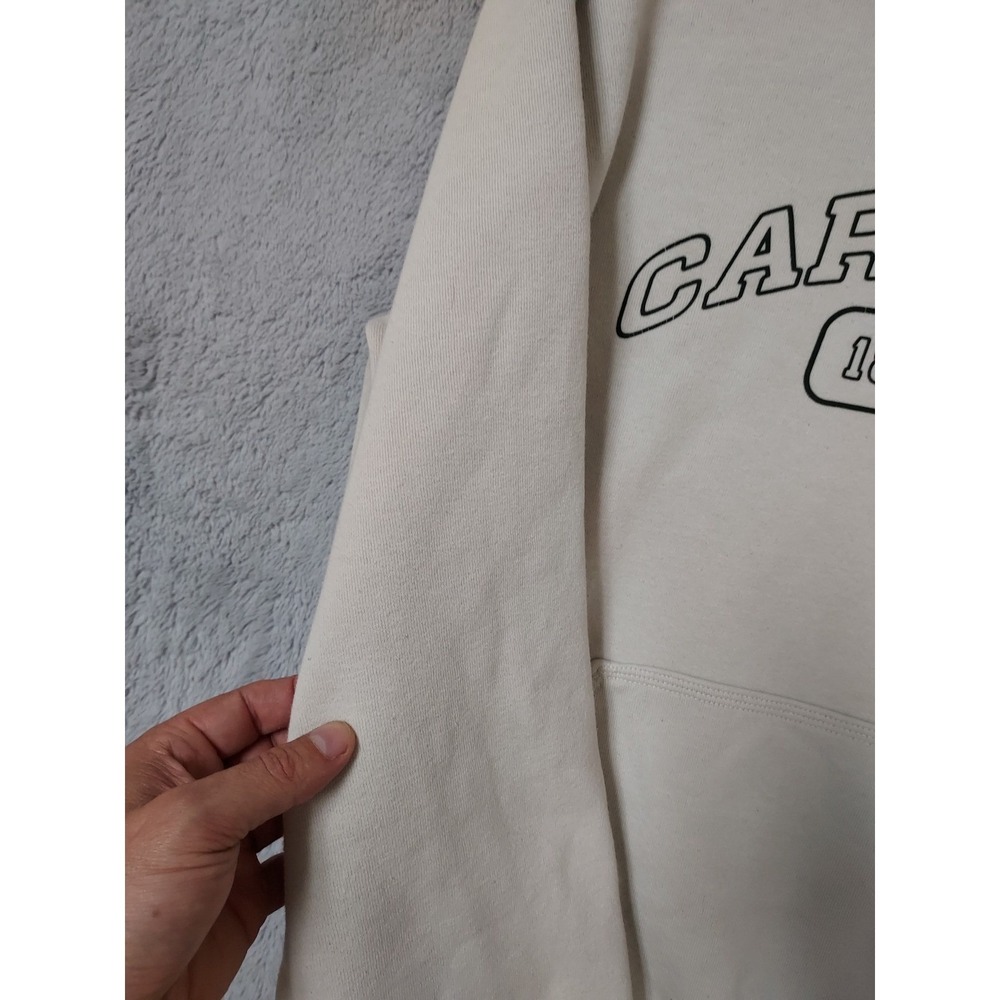 Carhartt Hoodie  Mens Medium Loose Fit Graphic Spellout Fleece Grunge Spots M - Picture 8 of 15